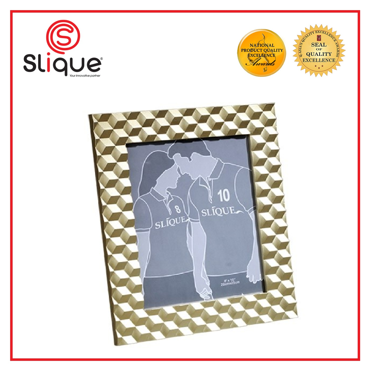 SLIQUE Premium Silver Picture Frame 4x6" Photo Display Picture Holder Wall Stand Image