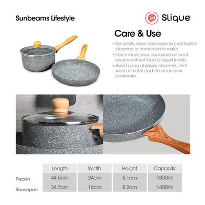 SLIQUE Marble Cookware Premium Multi Layer Non-Stick Marble Coating Set of 3
