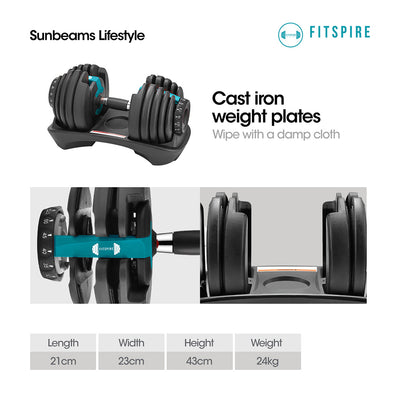 FITSPIRE Adjustable Dumbbell Steel | Exercise | Fitness | Home Gym | Workout Equipment | Yoga Amazing Gift Idea For Any Occasion!