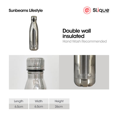SLIQUE Stainless Steel UV Finish Insulated Water Bottle 500ml (Silver)