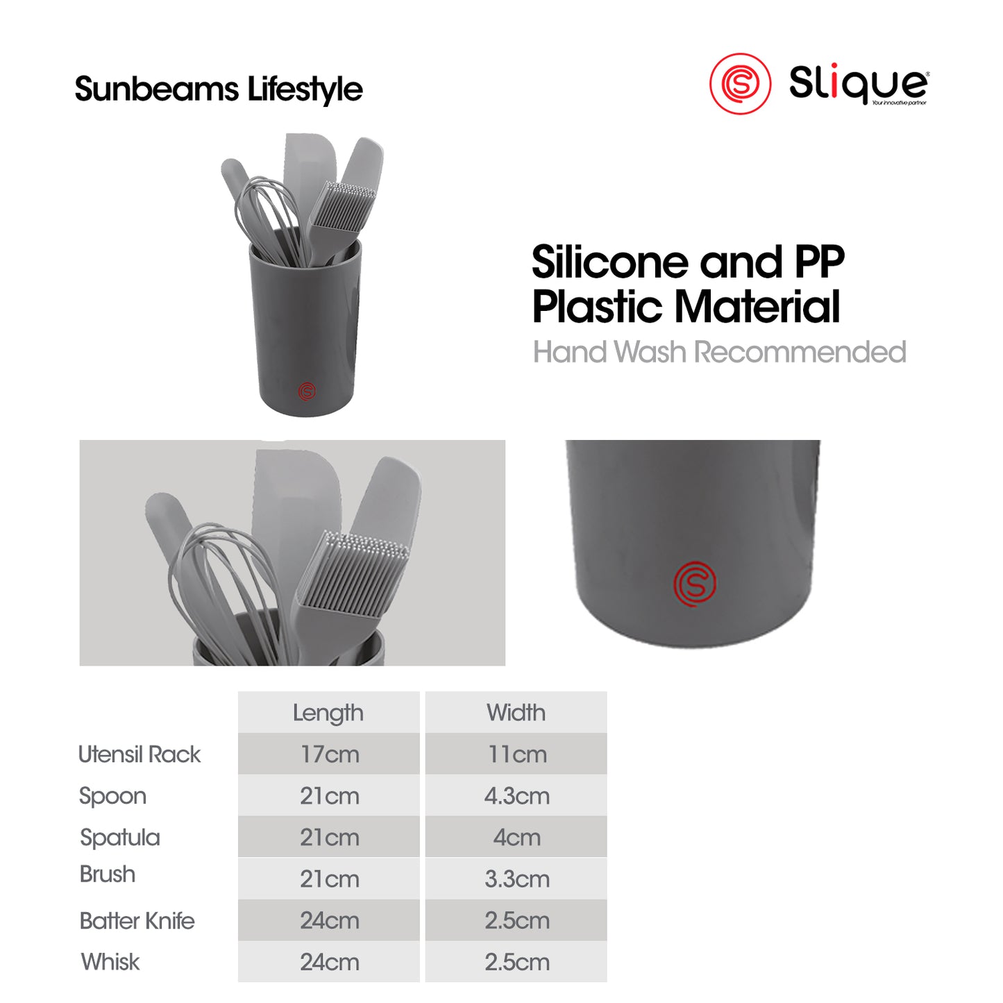 SLIQUE Premium Silicone Kitchen Tools Set w/ Holder Set of 7