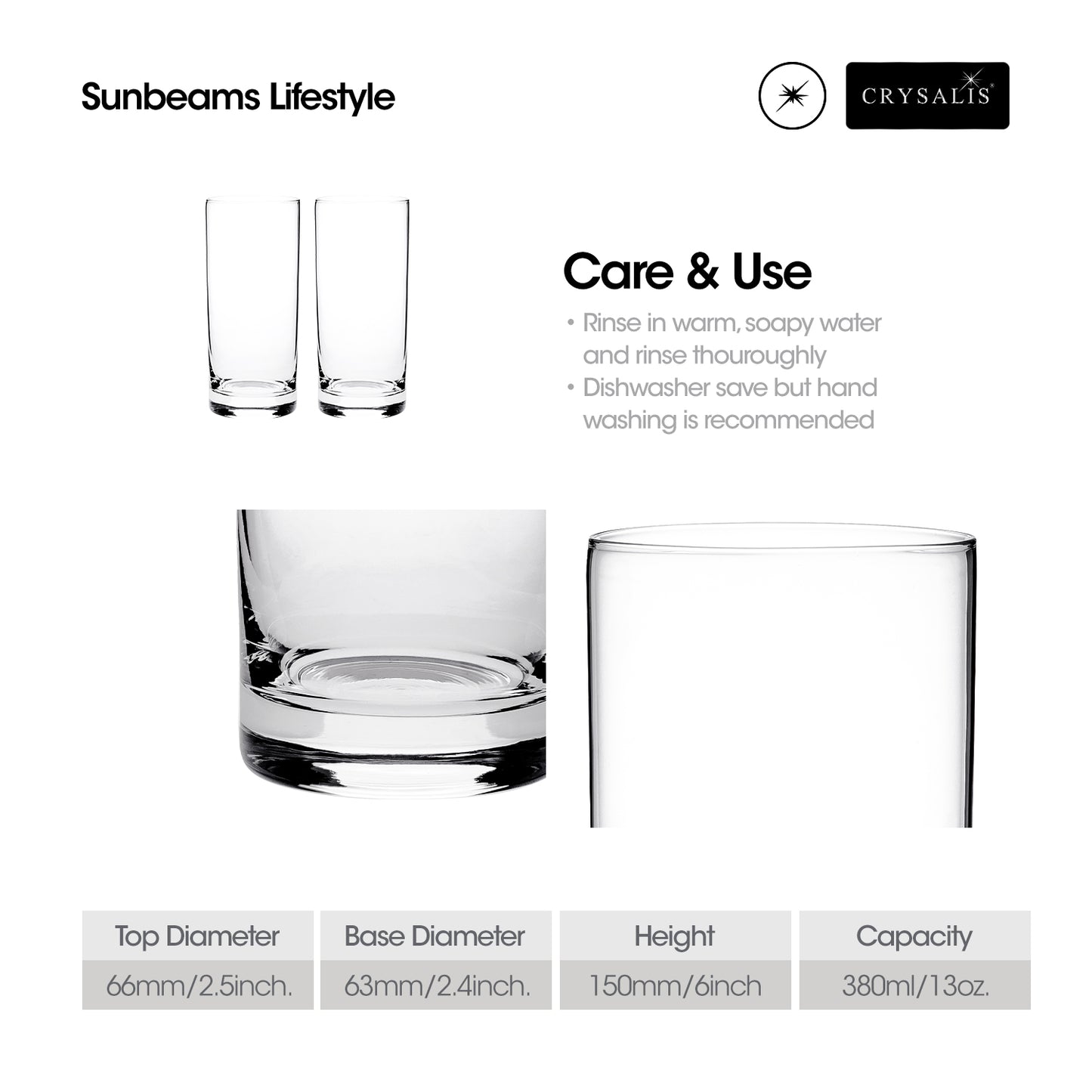 CRYSALIS Highball Glass Set of 2