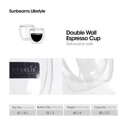CRYSALIS Premium Coffee Cup Double Wall 80ml Set of 2