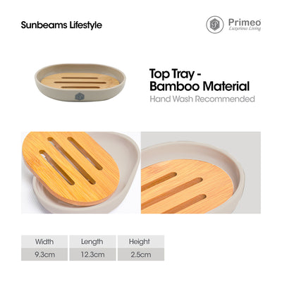 PRIMEO Premium Bamboo Soap Dish 12.3cm X 9.3cm X 2.5cm Modern Italian Design Amazing Gift Idea For Any Occasion!