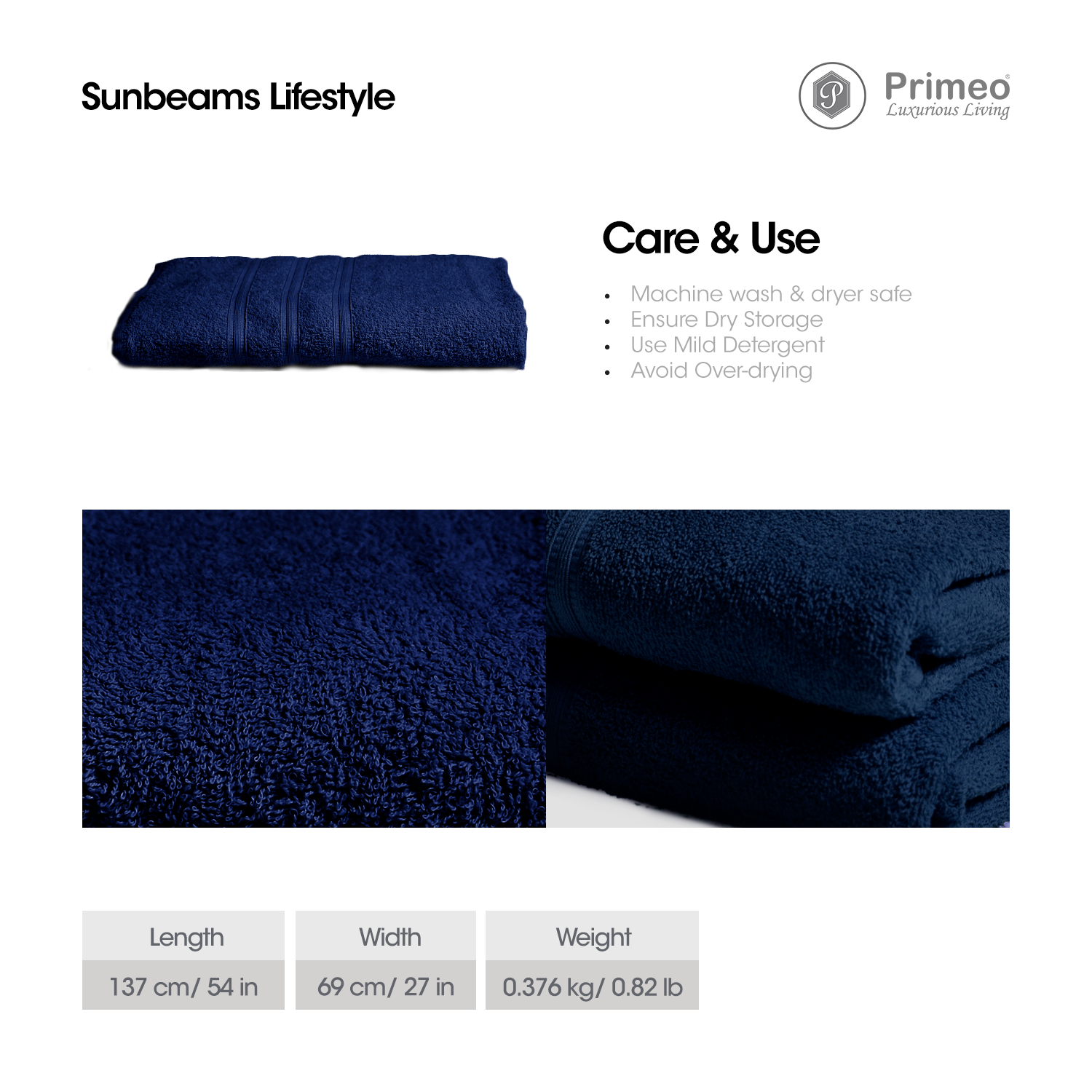 PRIMEO MY BASICS 100% Cotton Bath Towel