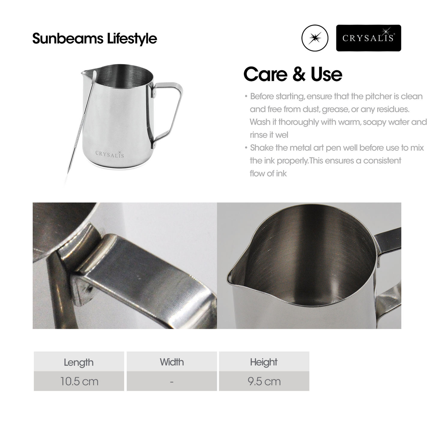 CRYSALIS Premium Pitcher with Metal Art Pen
