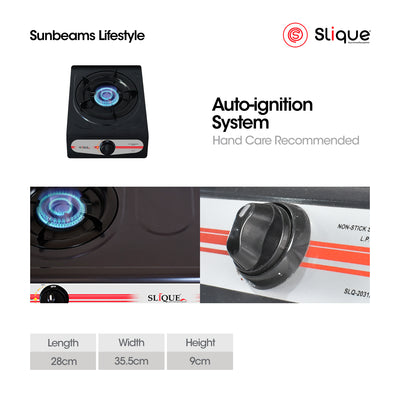 SLIQUE Premium Non-Stick Single Gas Burner Auto Ignition Cooking Essentials