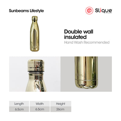 SLIQUE Stainless Steel UV Finish Insulated Water Bottle 500ml (Gold)