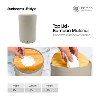 PRIMEO Premium Bamboo Waste Bin 18x18x27cm Modern Italian Design Amazing Gift Idea For Any Occasion!