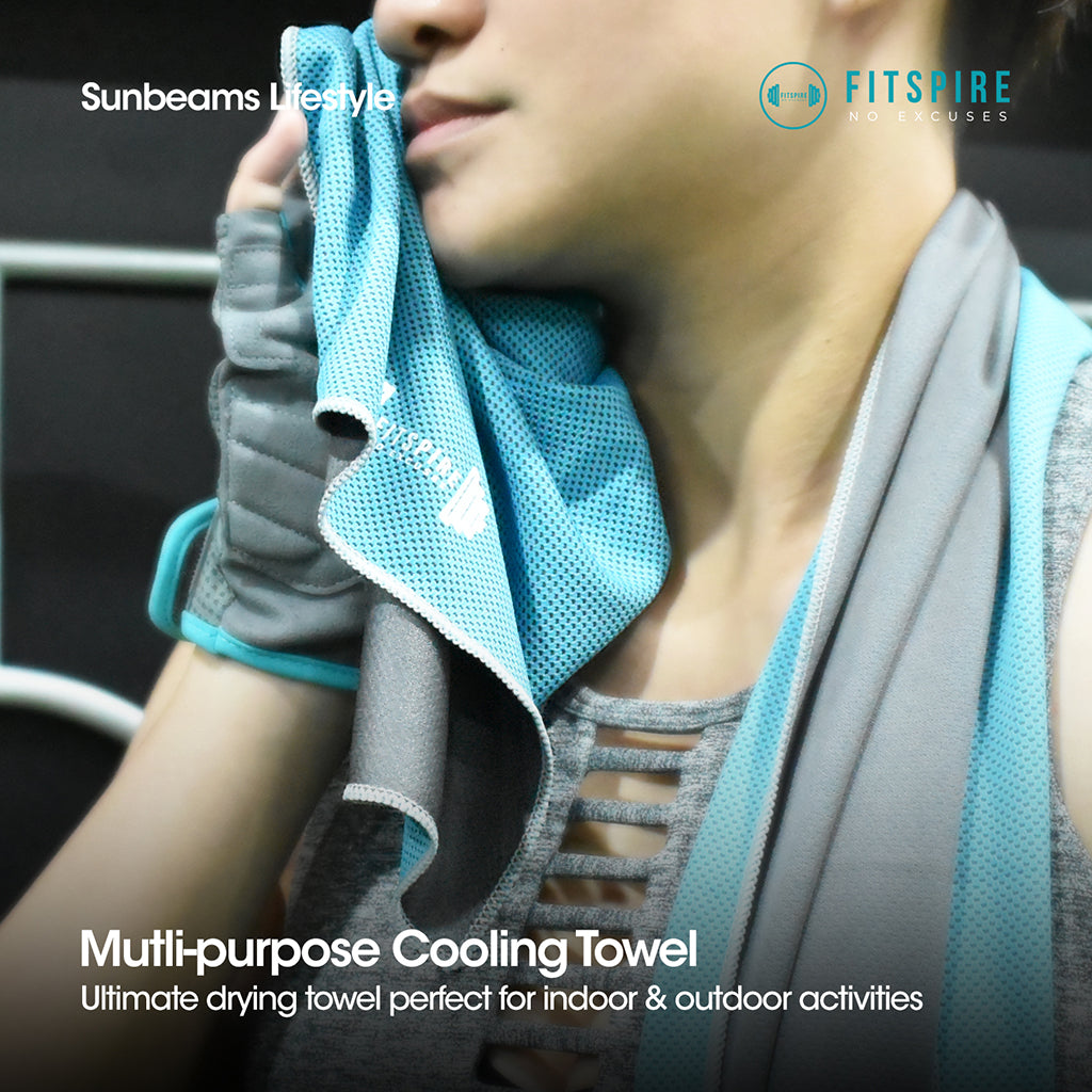 FITSPIRE Microfiber Cooling Towel [Set of 2] PVA | Fabric 30x100cm Exercise | Fitness | Home Gym | Workout Equipment | Yoga Amazing Gift Idea For Any Occasion!