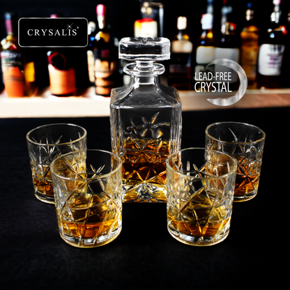 CRYSALIS Royalty 5pcs Decanter with Rock Glass Set