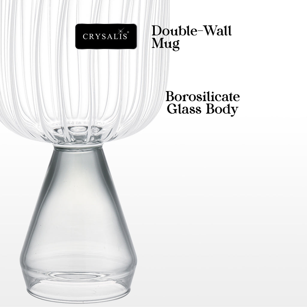 Crysalis Borosilicate Goblet Glass Set of 2 – Thick Wine/Cocktail Stem Glasses