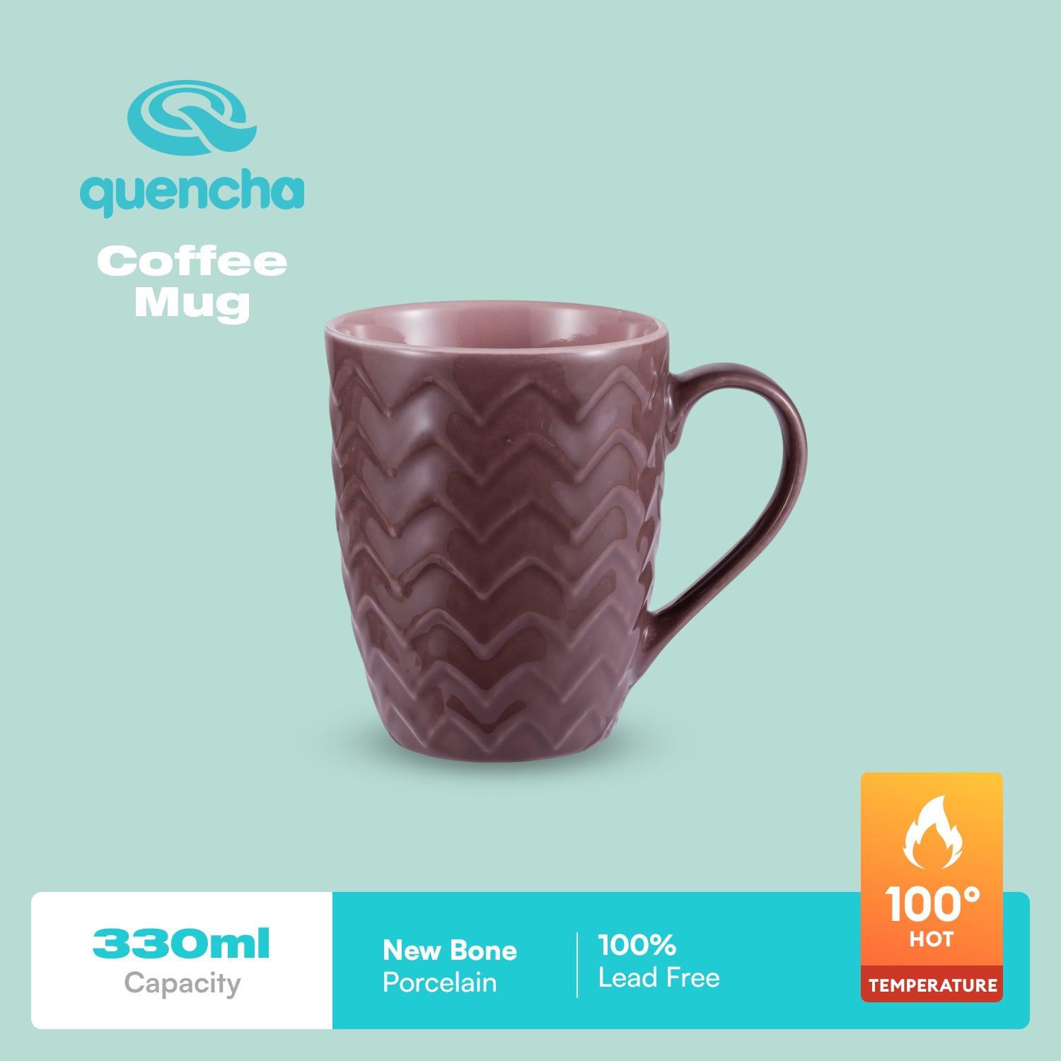 QUENCHA Horizon New Bone Porcelain Textured Mugs With Comfortable Grip & Gifting Appeal