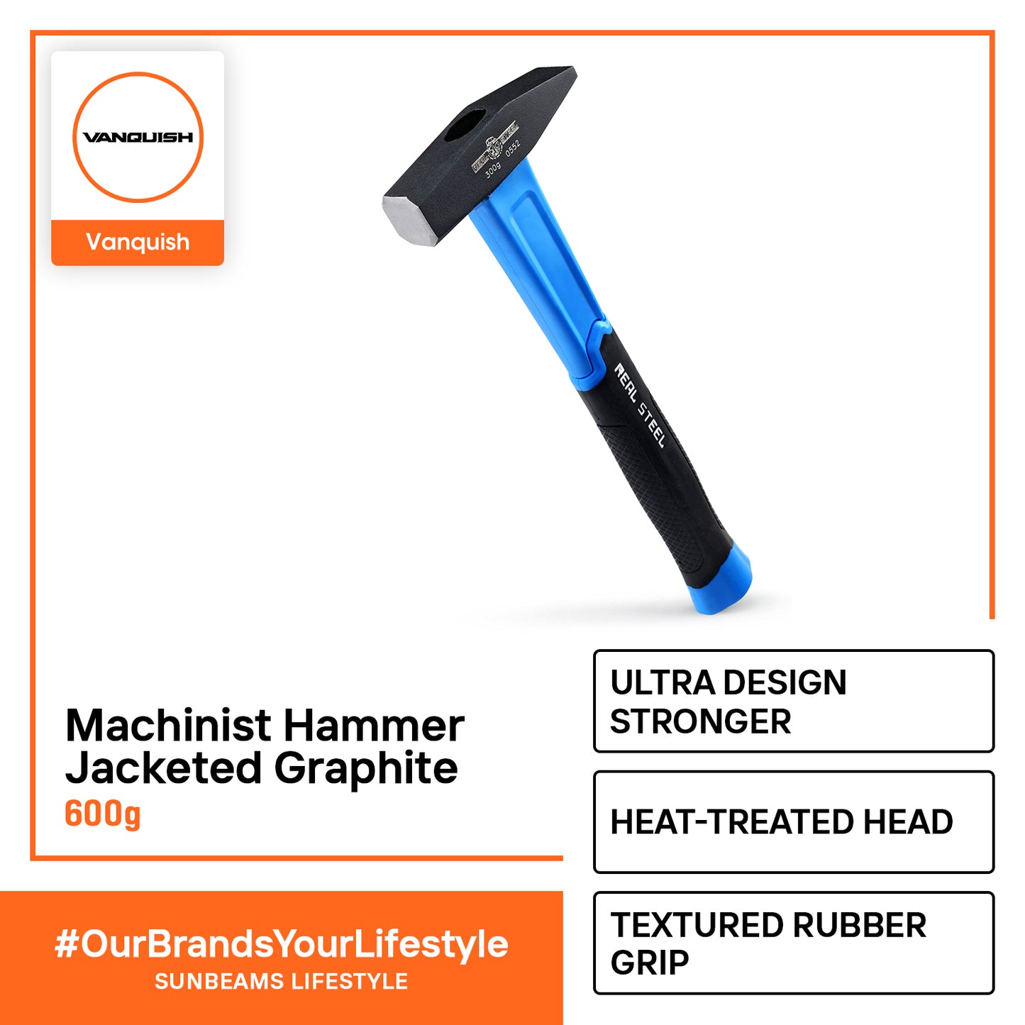 REALSTEEL Machinist Hammer, Jacketed Graphite