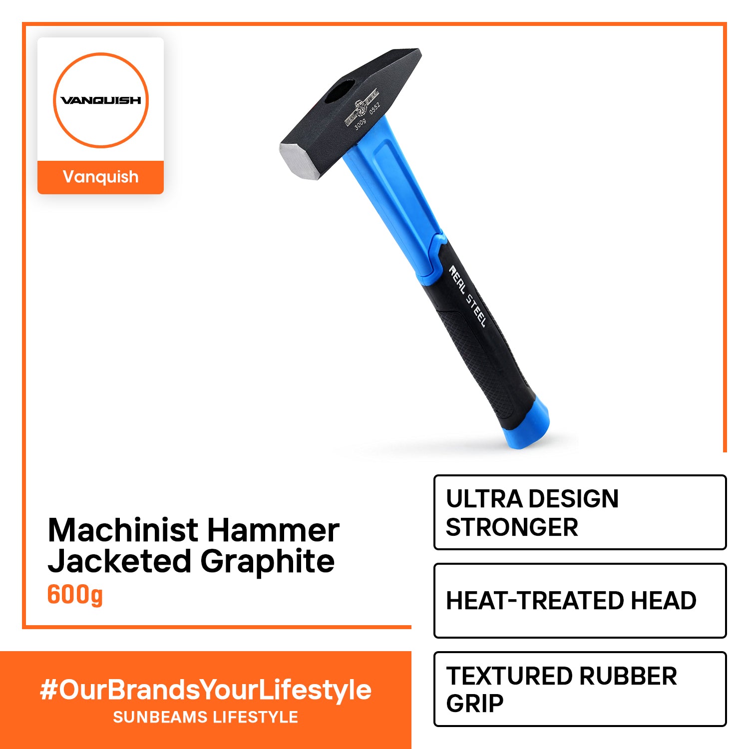 REALSTEEL Machinist Hammer, Jacketed Graphite