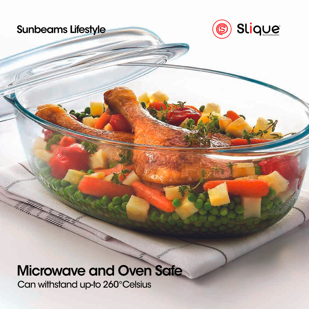 SLIQUE Borosilicate Glass Baking Dish Oven Safe Bakeware Casserole Dish with Lid Microwave Safe