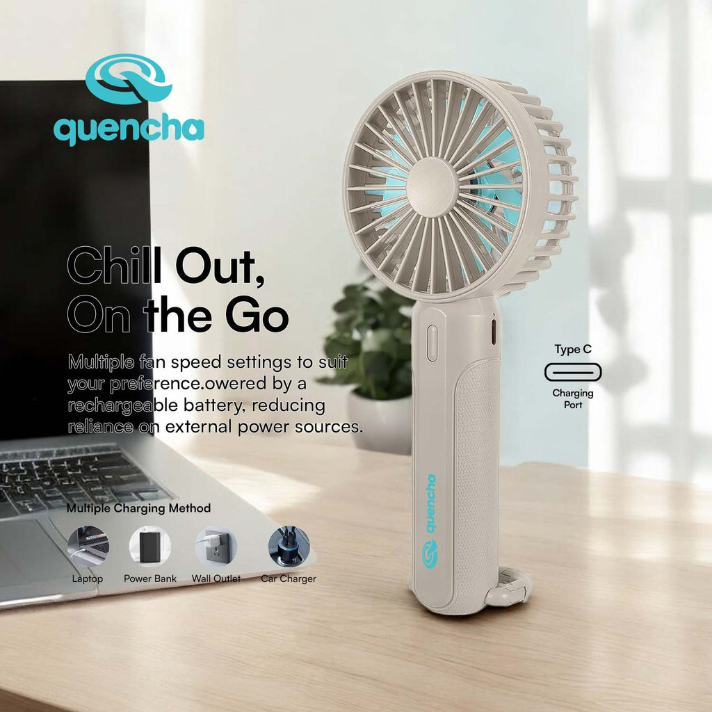 Quencha Portable Mini Fan 1200mAh High Speed Handheld Fan