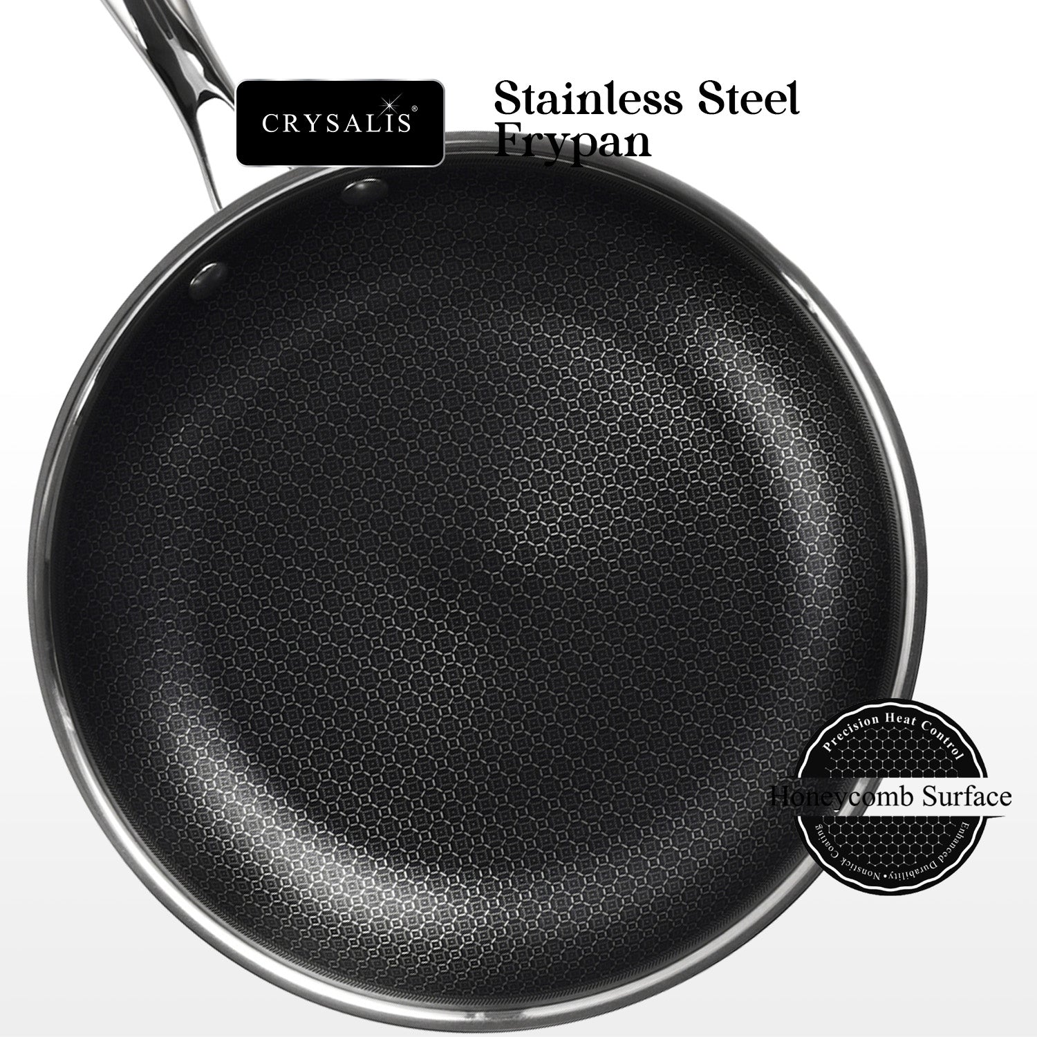 CRYSALIS INOX Stainless Steel Cookware Set - Honeycomb Non-Stick Frypan, Saucepan, Dutch Oven, Wok Pan