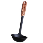 SLIQUE Wooden Nylon Kitchenware Cooking Ladle | Skimmer | Slotted Spoon | Egg Beater | Potato Smasher