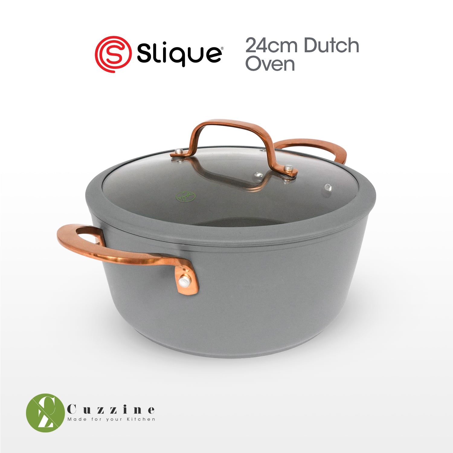Cuzzine by Slique Forged Frypan Wok pan Sauce Pan Dutchoven with Tempered Glass Lid
