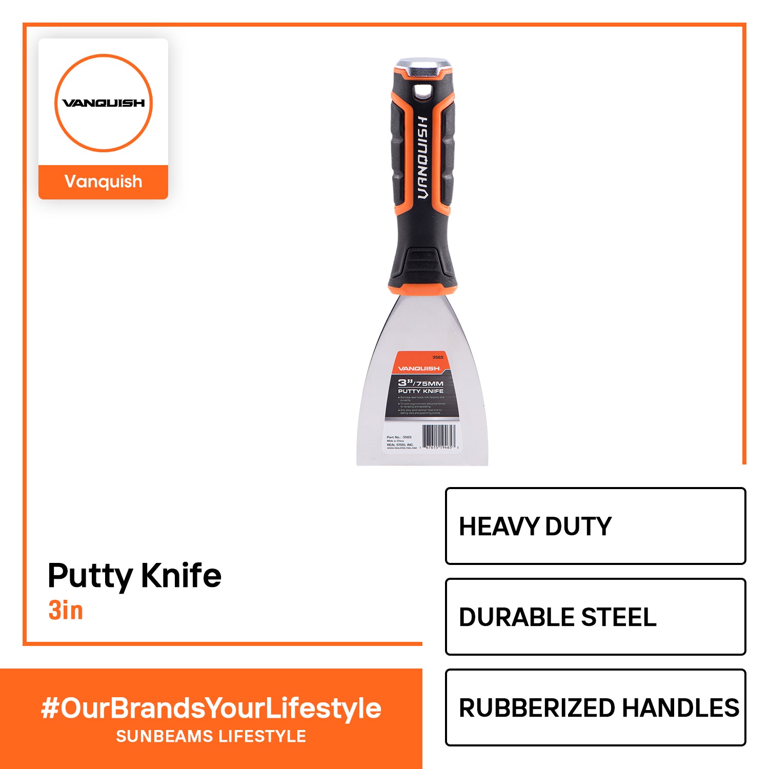 VANQUISH Premium Putty Knife, Flexible Blade 1 1/2inch x 38mm