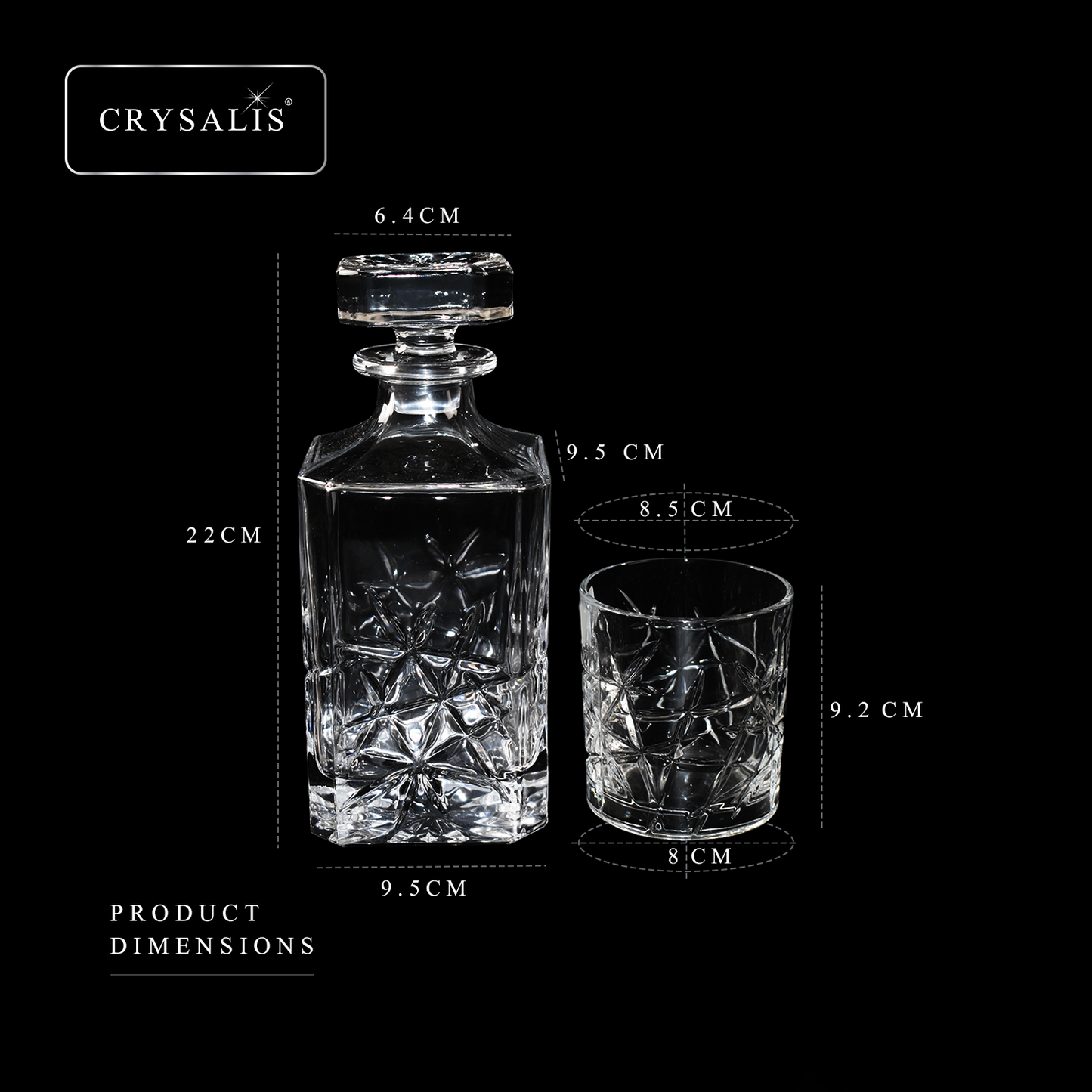 CRYSALIS Royalty 5pcs Decanter with Rock Glass Set