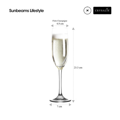 CRYSALIS Premium Flute Champagne Cocktail Glass 205ml [Set of 2]
