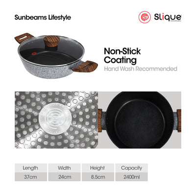 SLIQUE Granite Wok Skillet Premium Multi Layer Non-Stick 24cm