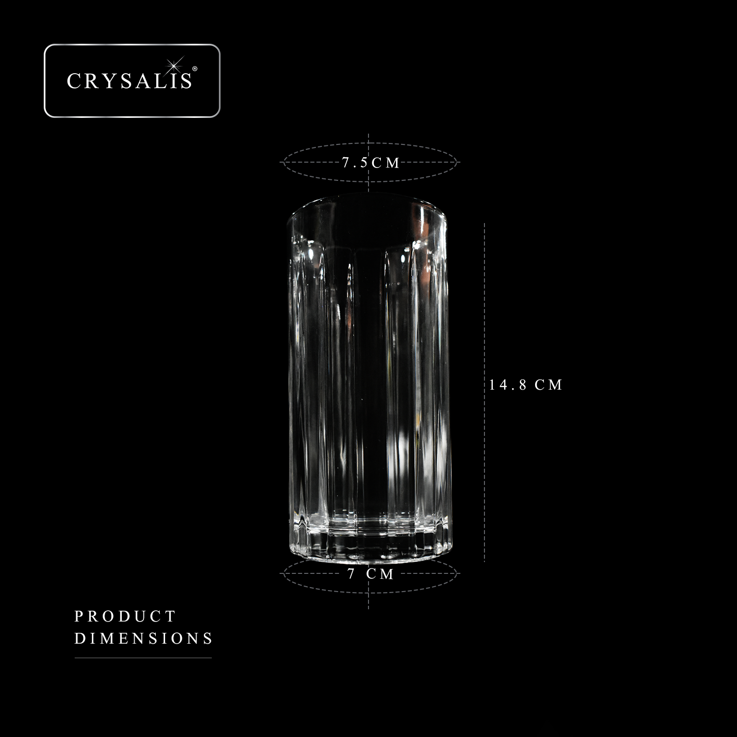 CRYSALIS Royalty Highball Glass 4pcs Set 390ml | 14oz