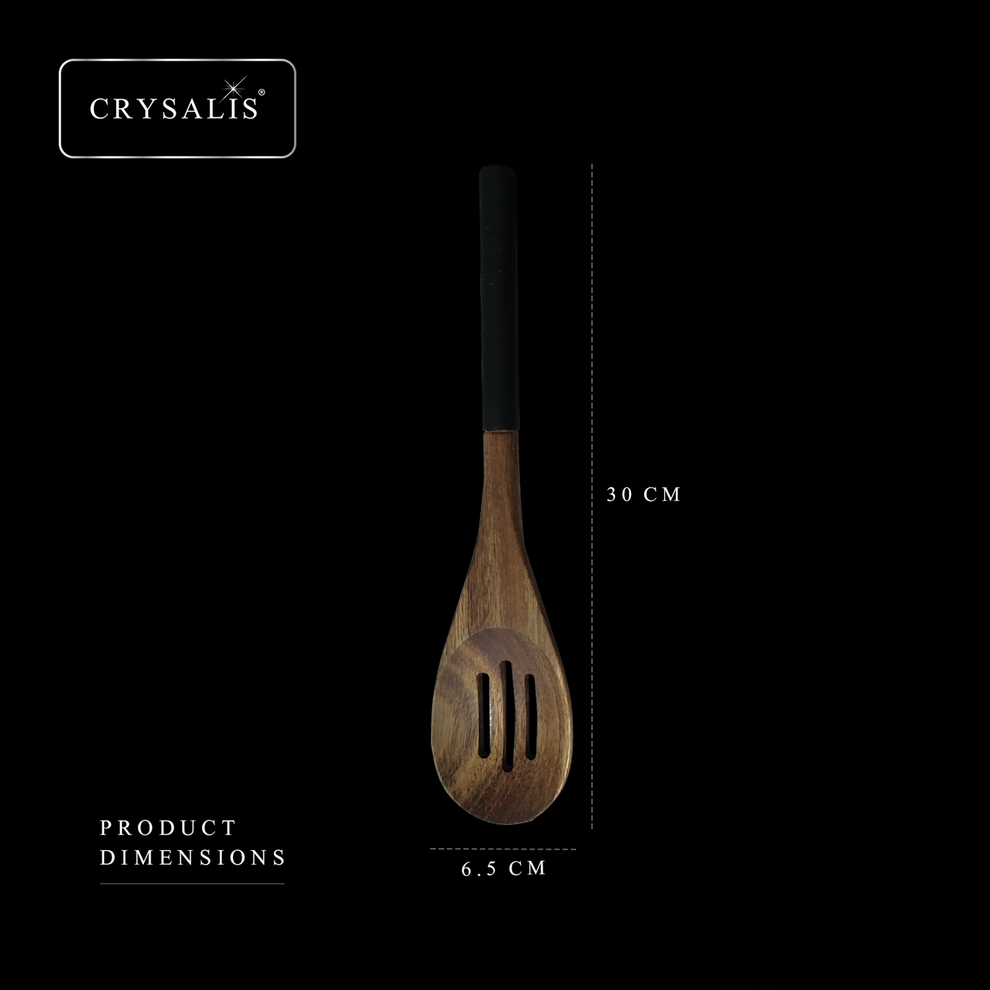 CRYSALIS PREMIUM Silicone Handle Wooden Spoon Turner - Acacia Wood