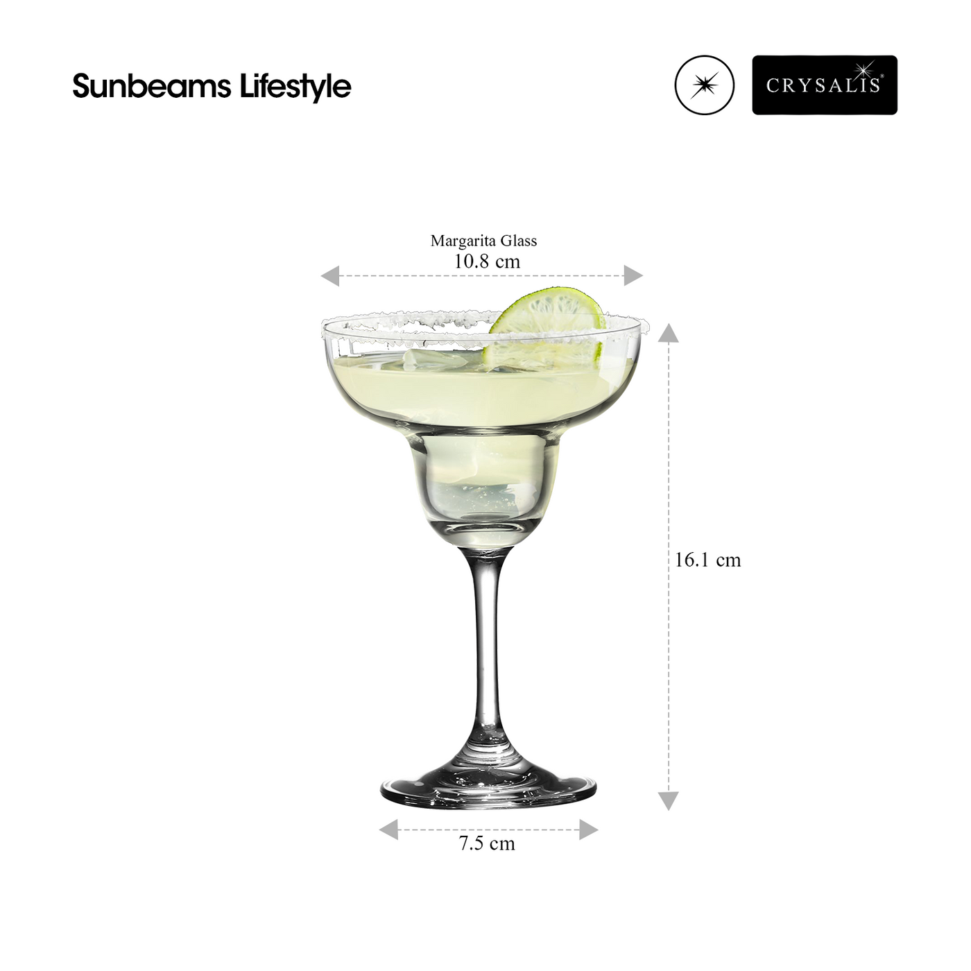 CRYSALIS Premium Crystal Stemware Margarita Glass [Set of 2] Cocktail Glass