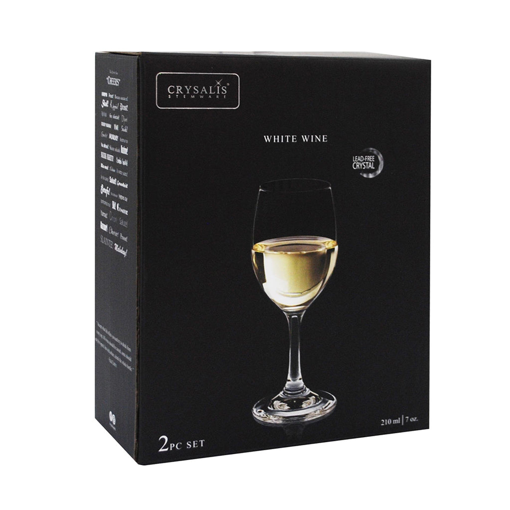 CRYSALIS Premium Crystal White Wine Glass [Set of 2] Stemware Cocktail Glass 210ml