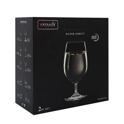 CRYSALIS Premium Crystal Water Goblet Glass [Set of 2] 423ml Stemware