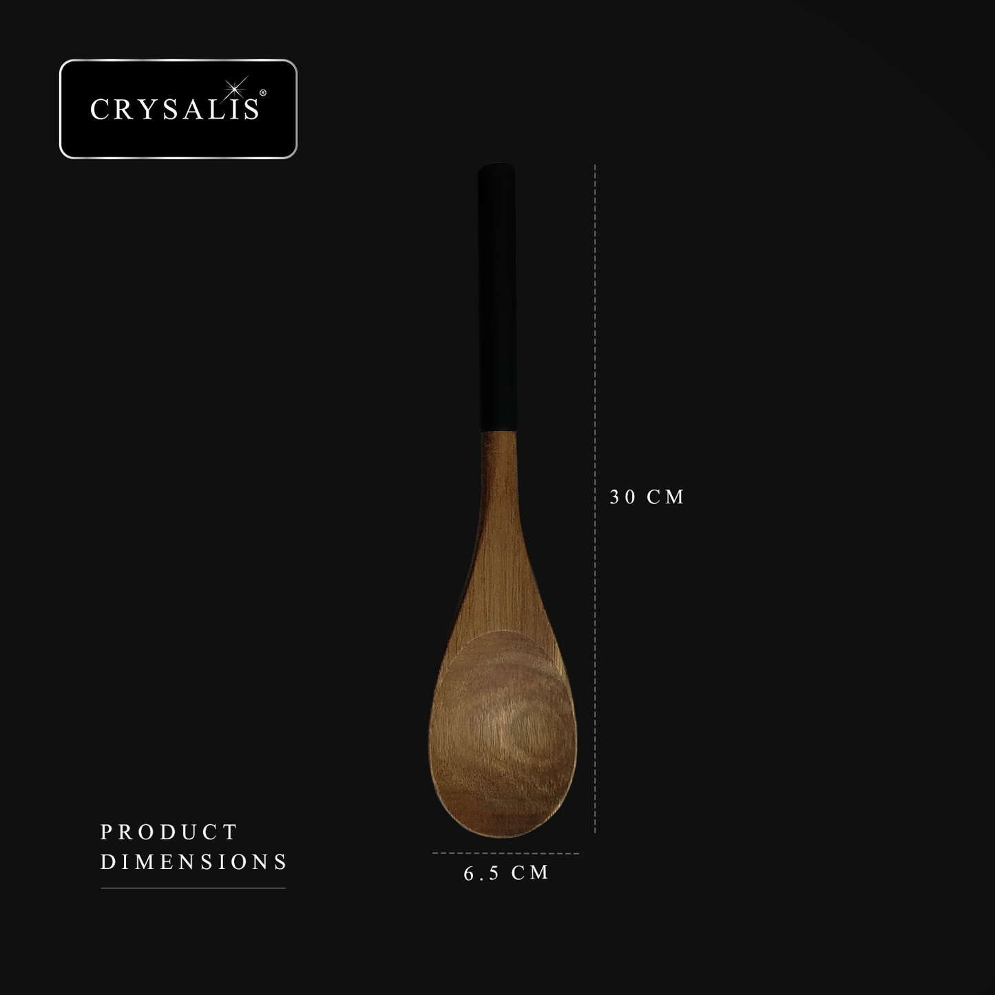 CRYSALIS PREMIUM Silicone Handle Wooden Spoon Turner - Acacia Wood