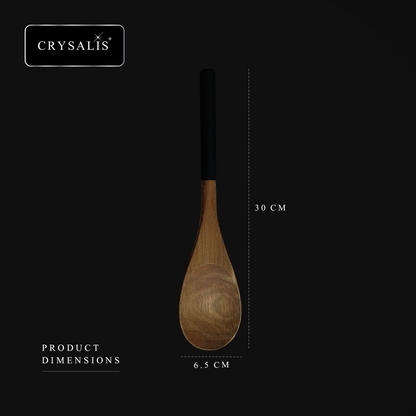 CRYSALIS PREMIUM Silicone Handle Wooden Spoon Turner - Acacia Wood