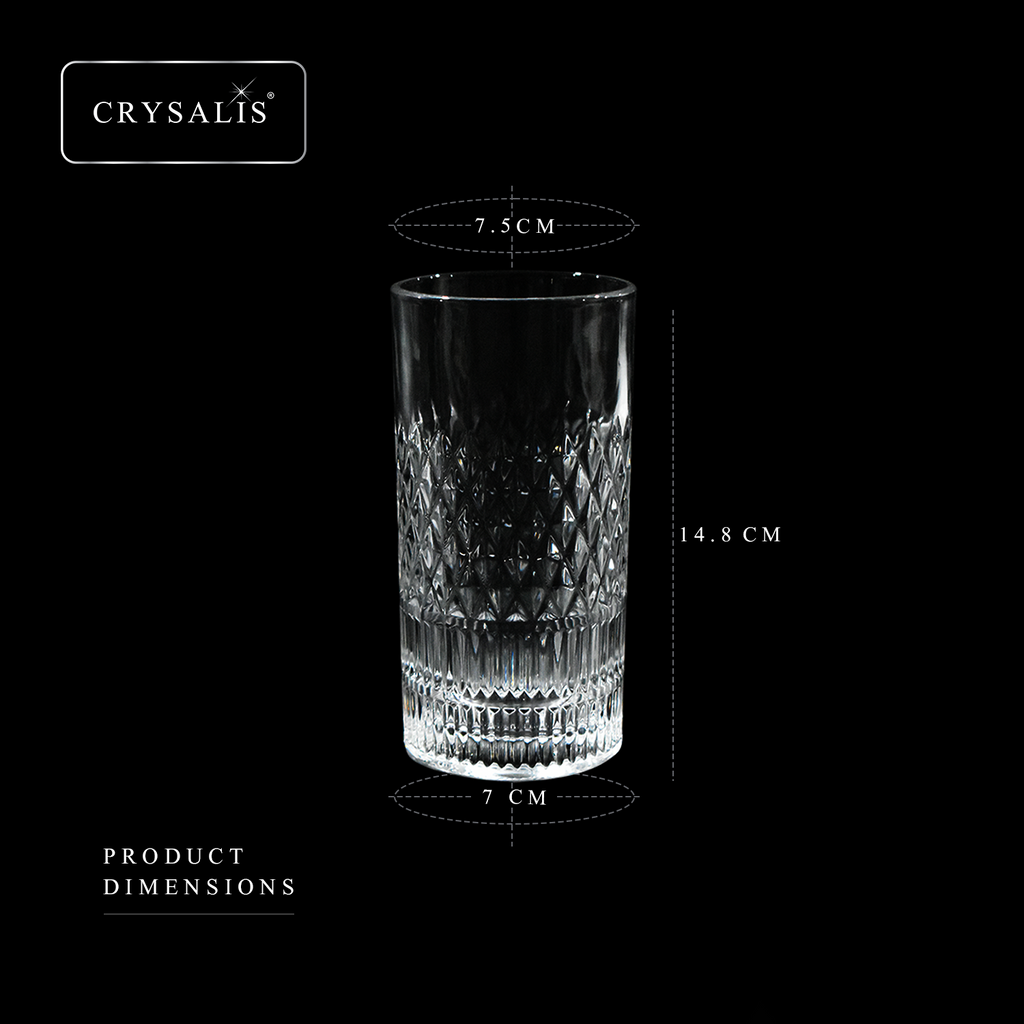 CRYSALIS Royalty Highball Glass 4pcs Set 390ml | 14oz