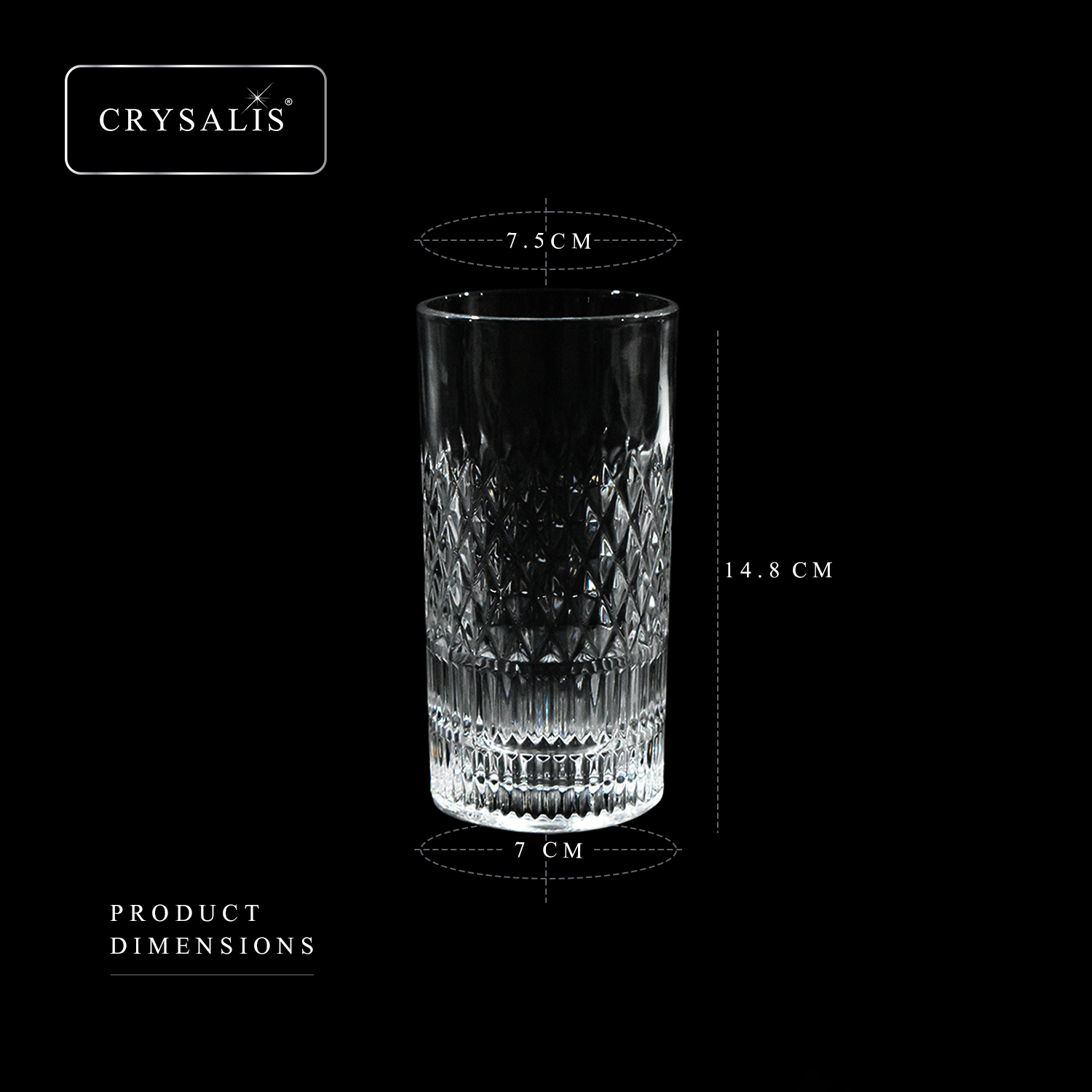CRYSALIS Royalty Highball Glass 4pcs Set 390ml | 14oz