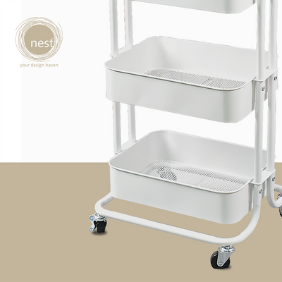 NEST DESIGN LAB Premium 4 Layer Multi-Purpose Storage Shelf w/ Wheels Kitchen Organizer Amazing Gift Idea For Any Occasion!