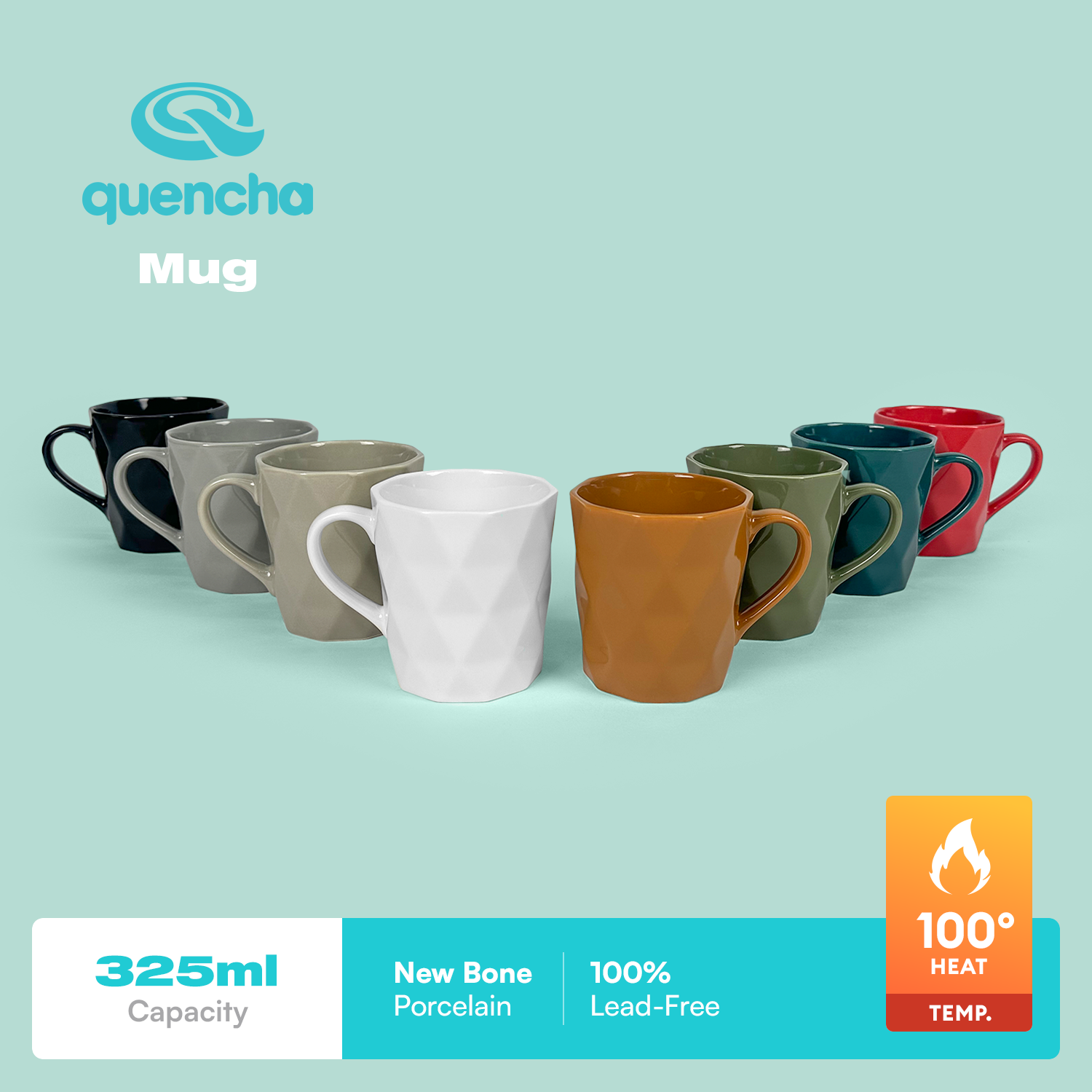 Quencha 325ml Chip Resistant Coffee Mug Porcelain Coffee Cup