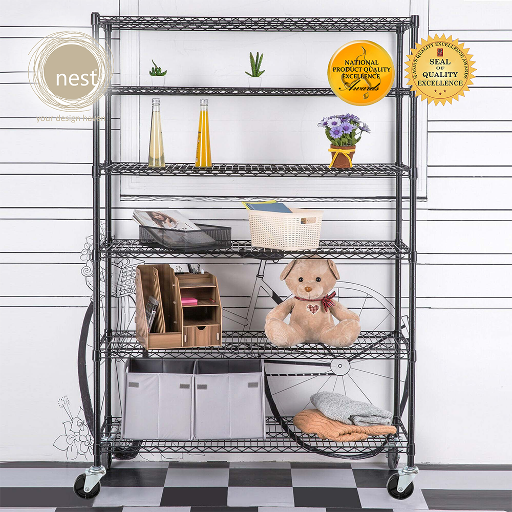 NEST DESIGN LAB Premium 6Layer Multi-Purpose Storage Shelf w/ Wheels Kitchen Organizer Amazing Gift Idea For Any Occasion!