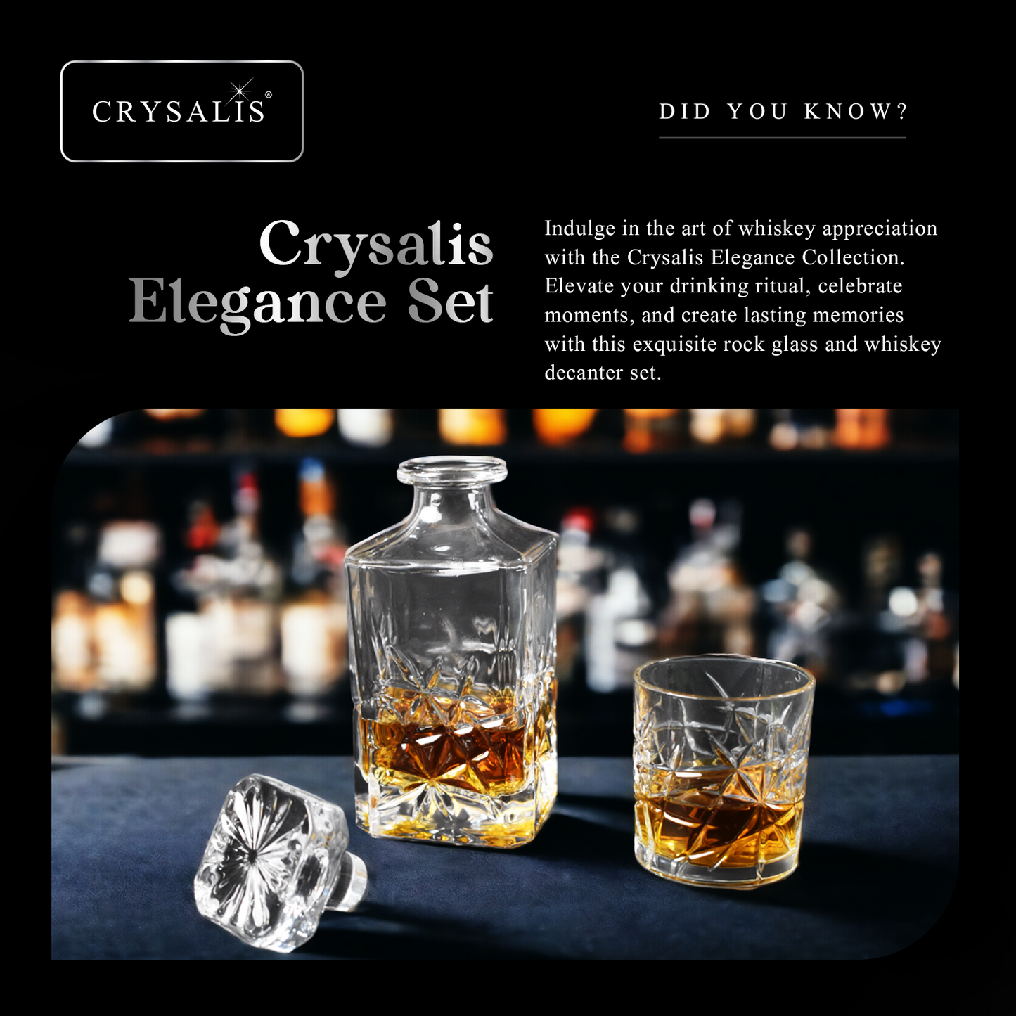 CRYSALIS Royalty 5pcs Decanter with Rock Glass Set