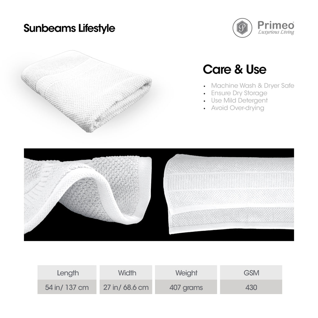 Primeo 100% Cotton Bath Towel - Popcorn Weave Collection Towels
