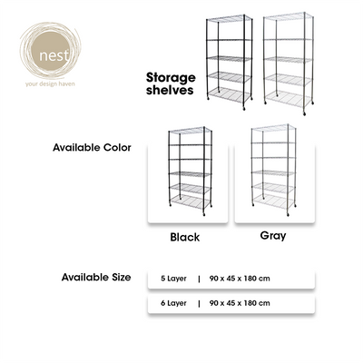 NEST DESIGN LAB Premium 6Layer Multi-Purpose Storage Shelf w/ Wheels Kitchen Organizer Amazing Gift Idea For Any Occasion!