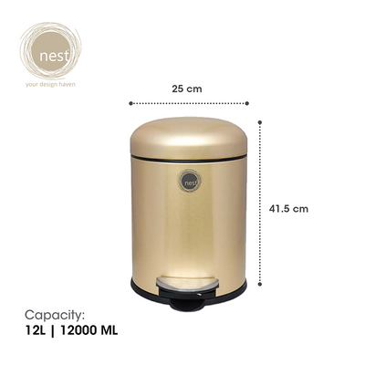 NEST DESIGN LAB Premium Stainless Steel Pedal Bin 12L Soft Close Amazing Gift Idea For Any Occasion!