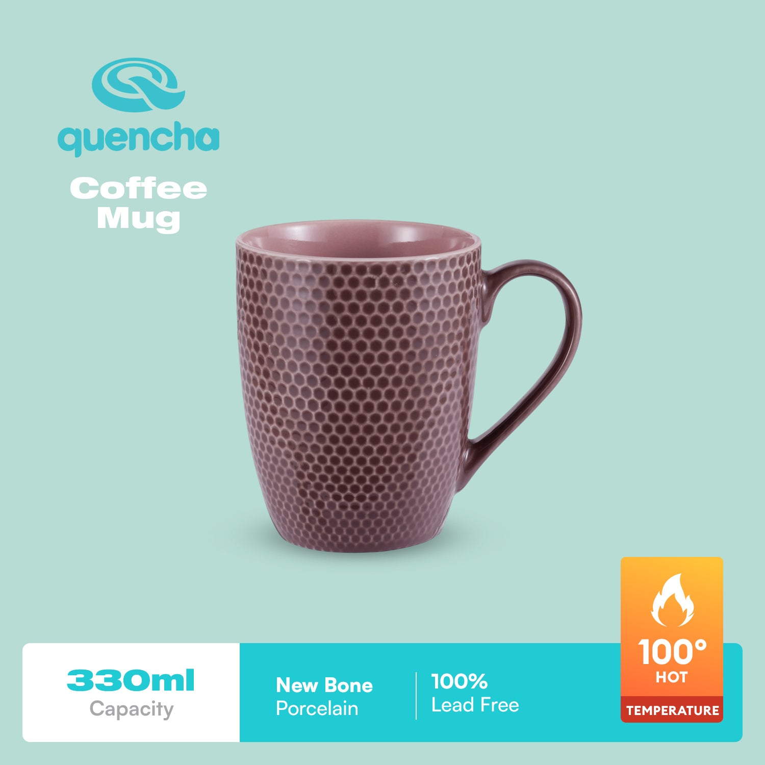 QUENCHA Horizon New Bone Porcelain Textured Mugs With Comfortable Grip & Gifting Appeal