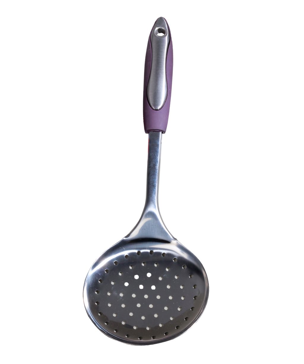 SLIQUE Kitchen Utensil Cooking Tools Serving Spoons Turner Ladle Skimmer Purple Handle
