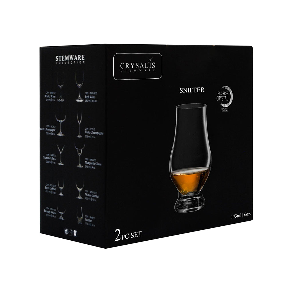 CRYSALIS Premium Stemware Snifter Whiskey and Single Malt Glass 173ml Set of 2 Modern Italian Design Amazing Gift Idea for Any Occasion!