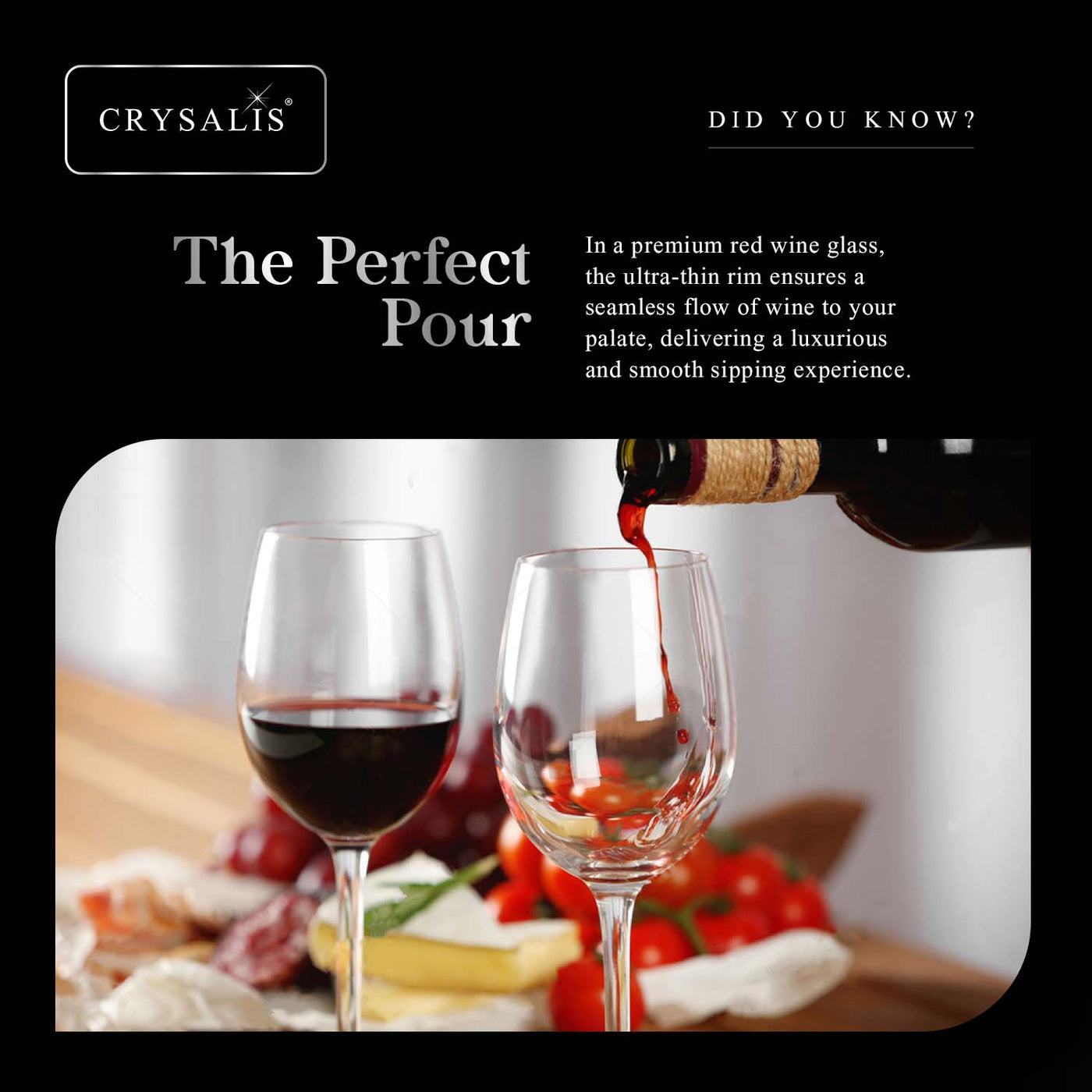 CRYSALIS Premium Crystal Stemware Red Wine Glass [Set of 2] Cocktail Glass 250ml