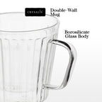 Crysalis Borosilicate Double-Wall Insulated Glass Coffee Mug, Grande Mug, Espresso Mug – Set of 2