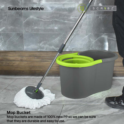 SCRUBZ Premium Microfiber Spin Magic Mop with Spinner 4L